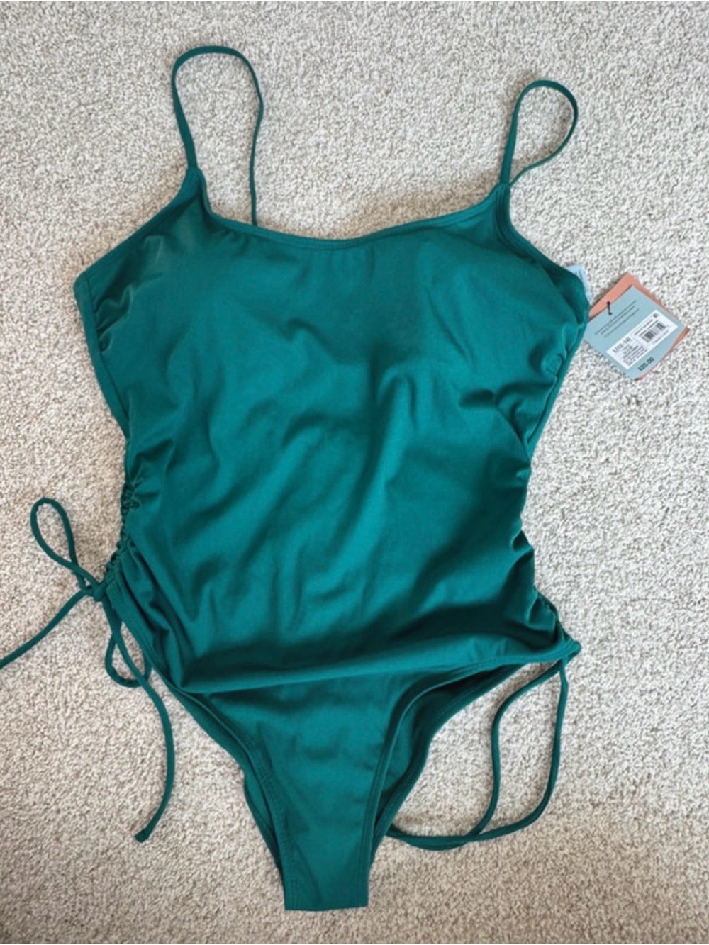Green One-Piece Swimsuit with Side Tie